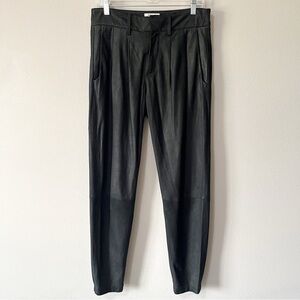 Helmut Lang Genuine Lamb Leather Black Pleated Tapered Pant Size 4 Pockets